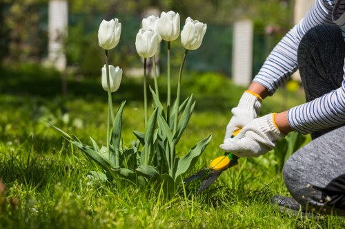 Gardeners Lamorbey team working safely in a residential garden